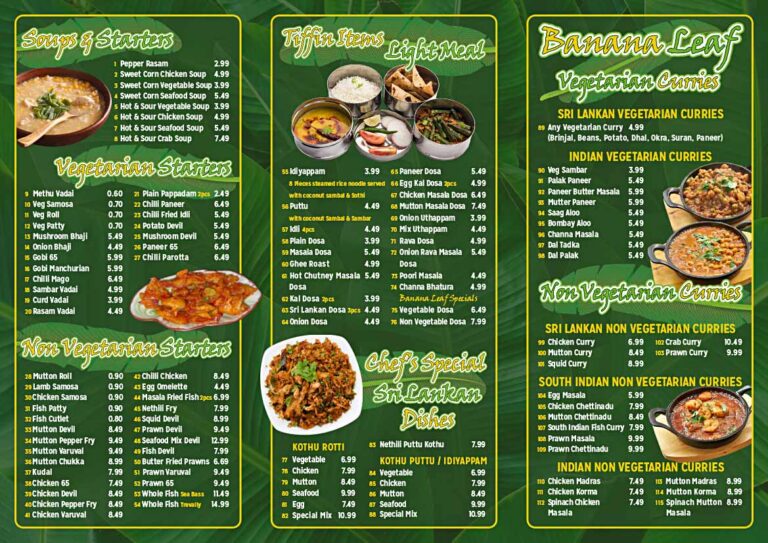 Banana Leaf menu page 1